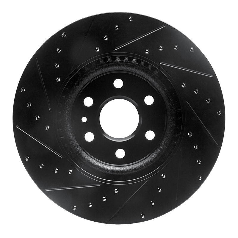 Cadillac SRX Brake Rotor (1) - Front Right - R1 Concepts - Drilled & Slotted - Black - `10-`16